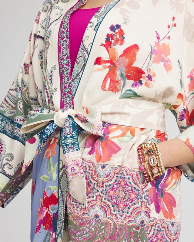 Fully Lined Long Silk Kimono - image 4